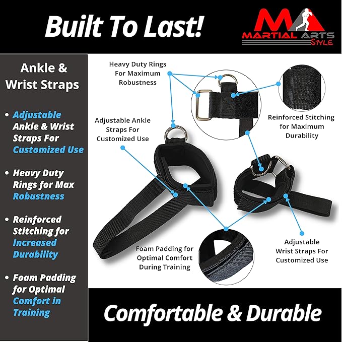 Boxing Resistance Bands for MMA Martial Arts Resistance Training at Home for Punches/Kicks, 150lbs Exercise Bands Full Body Fitness Workout to Enhance Explosive Power/Speed/Agility