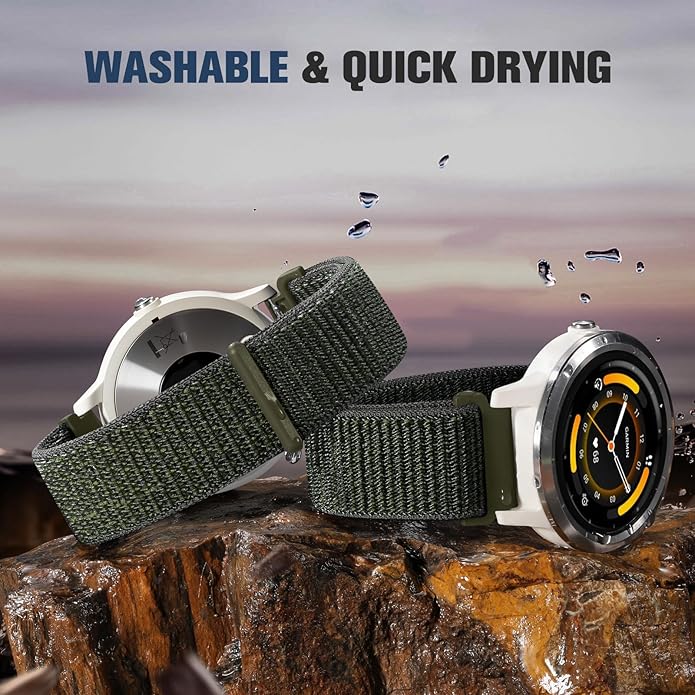 18mm 20mm 22mm Hook and Loop Watch Band Compatible with Garmin Vivoactive 5/ Vivoactive 6/ Vivoactive 3, Soft Nylon Breathable Sport Strap for Venu 2S/ Venu3S/ Forerunner 265s,Venu 3/ Venu 2 Men Women