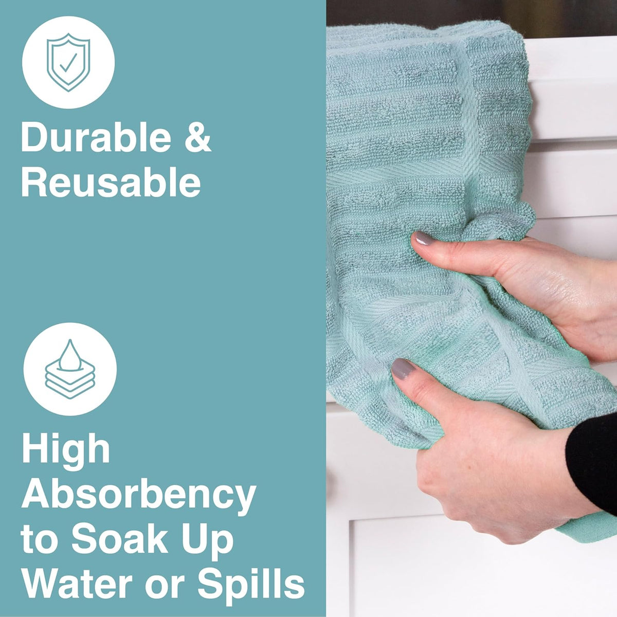 All-Clad Solid Kitchen Towels: Highly Absorbent, Super Soft Long Lasting - 100% Cotton, 17"x30" Tea Towels for Cleaning & Drying Dishes, Pans, Glassware, or Countertops, (2-Pack), Rainfall