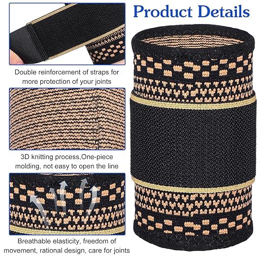 1 Pair Copper Wrist Compression Brace, Elastic Wrist Support Sleeve Sports Hand Wristlet Wrap for Women Men Gym Fitness, Workout, Typing, Weightlifting, Yoga(X-Large)