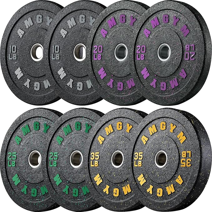 2 Inch Bumper Plates,10-500lbs,Barbell Rubber Olympic Weight Plates Set for Home Gym, Strength Training & Weight Lifting, Multiple Options Colors