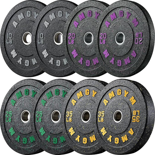 2 Inch Bumper Plates,10-500lbs,Barbell Rubber Olympic Weight Plates Set for Home Gym, Strength Training & Weight Lifting, Multiple Options Colors