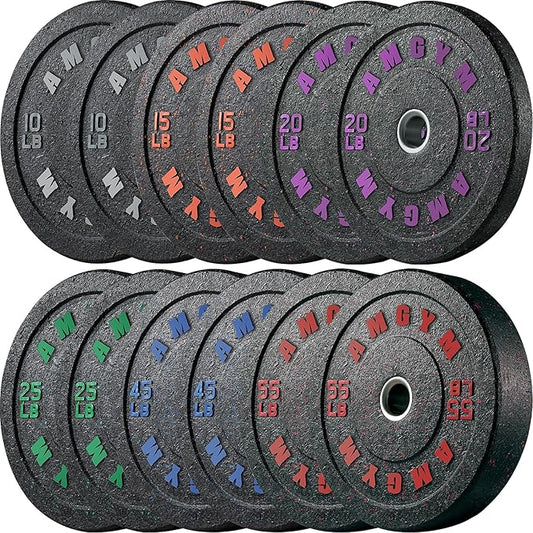 2 Inch Bumper Plates,10-500lbs,Barbell Rubber Olympic Weight Plates Set for Home Gym, Strength Training & Weight Lifting, Multiple Options Colors