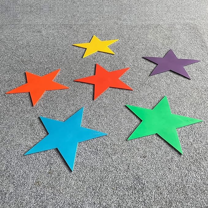 12pcs Colorful Star Arrow Spot Marker Non-Slip Directional Carpet Marker for Training Agility, Kids Classroom Activity, Gym, Sport, Home (Star)