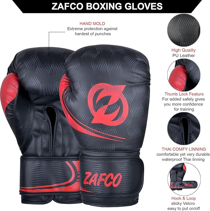 Zafco Boxing Gloves for Men & Women Training Pro Punching Heavy Bag Mitts MMA Muay Thai Sparring Kickboxing Gloves