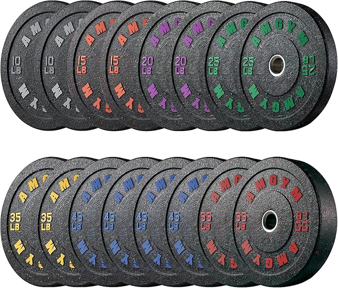 2 Inch Bumper Plates,10-500lbs,Barbell Rubber Olympic Weight Plates Set for Home Gym, Strength Training & Weight Lifting, Multiple Options Colors