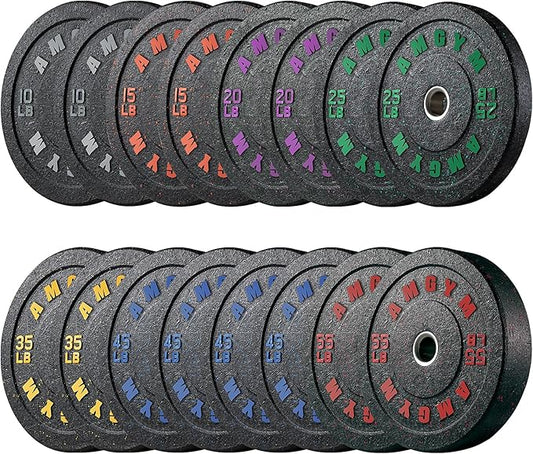 2 Inch Bumper Plates,10-500lbs,Barbell Rubber Olympic Weight Plates Set for Home Gym, Strength Training & Weight Lifting, Multiple Options Colors