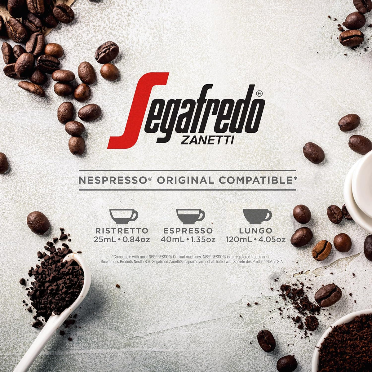 Segafredo Zanetti Espresso Capsules – Aluminum Pods for Nespresso Original Machines – Dark Roast Premium Espresso with a Full-Bodied Aroma – Strong, Intensity 11 – Ovation, 10 Count (Pack of 4)