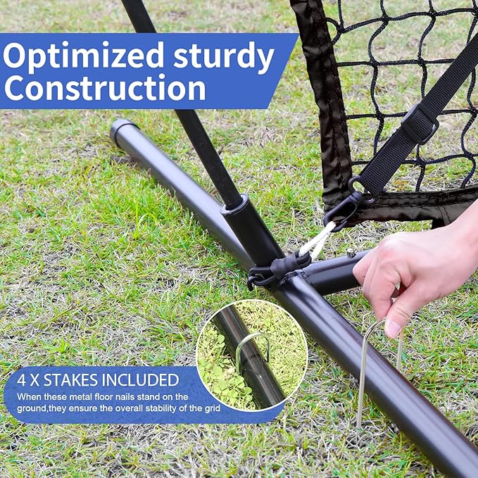 6'X6' Baseball Softball Practice Net with Batting Tee and Ball Caddy, Bonus Strike Zone Target and Bow Frame, for Hitting, Pitching, Catching