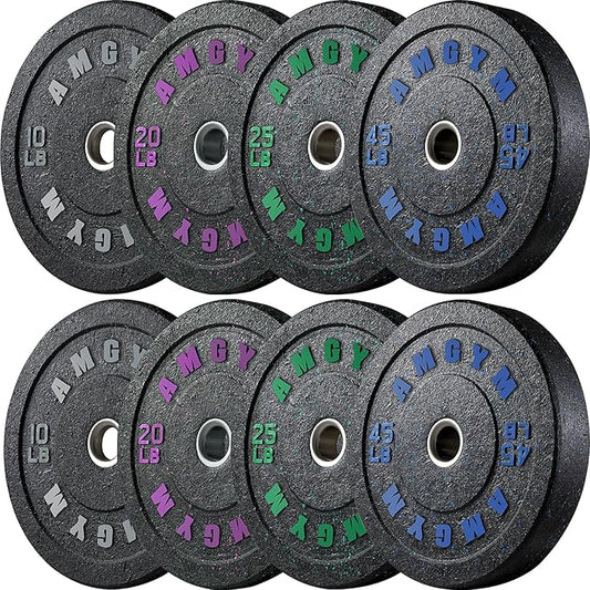 2 Inch Bumper Plates,10-500lbs,Barbell Rubber Olympic Weight Plates Set for Home Gym, Strength Training & Weight Lifting, Multiple Options Colors