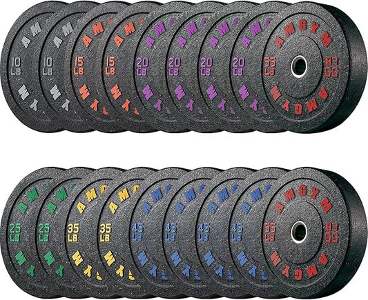 2 Inch Bumper Plates,10-500lbs,Barbell Rubber Olympic Weight Plates Set for Home Gym, Strength Training & Weight Lifting, Multiple Options Colors