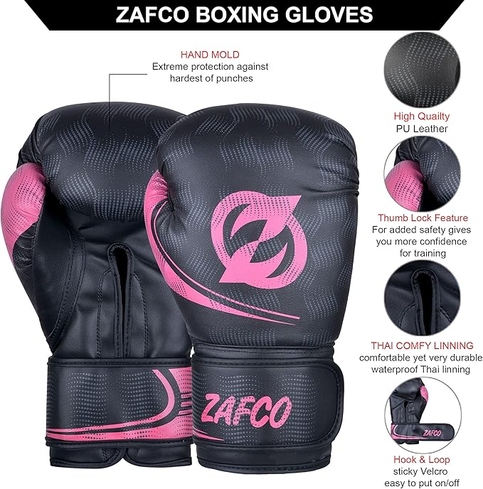 Zafco Boxing Gloves for Men & Women Training Pro Punching Heavy Bag Mitts MMA Muay Thai Sparring Kickboxing Gloves