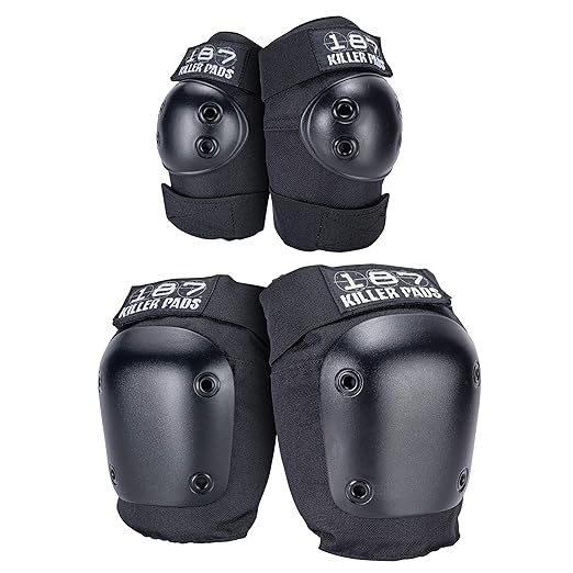 187 Killer Pads Knee Pads, Elbow Pads Combo Pack, Black, X-Small
