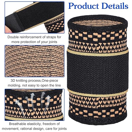 1 Pair Copper Wrist Compression Brace, Elastic Wrist Support Sleeve Sports Hand Wristlet Wrap for Women Men Gym Fitness, Workout, Typing, Weightlifting, Yoga(Large)