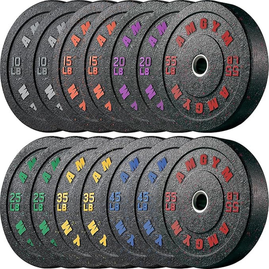 2 Inch Bumper Plates,10-500lbs,Barbell Rubber Olympic Weight Plates Set for Home Gym, Strength Training & Weight Lifting, Multiple Options Colors
