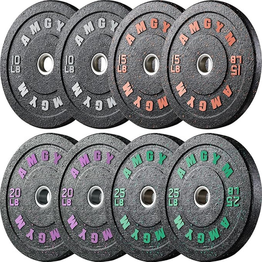 2 Inch Bumper Plates,10-500lbs,Barbell Rubber Olympic Weight Plates Set for Home Gym, Strength Training & Weight Lifting, Multiple Options Colors