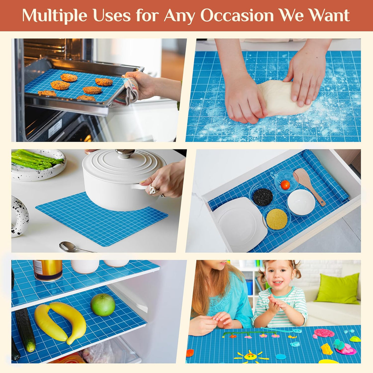Silicone Baking Mat, 12 IN x 6 FT Free Cutting Baking Sheet, Non-Stick Reusable Dough & Pastry Mat, Non-Slip Silicone Mat Roll for Air Fryer Liner, Freeze Dryer, Oven Baking Pan, Kitchen Counter