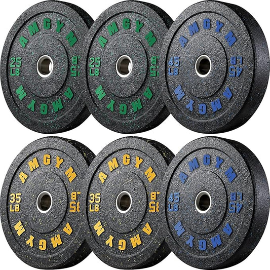 2 Inch Bumper Plates,10-500lbs,Barbell Rubber Olympic Weight Plates Set for Home Gym, Strength Training & Weight Lifting, Multiple Options Colors
