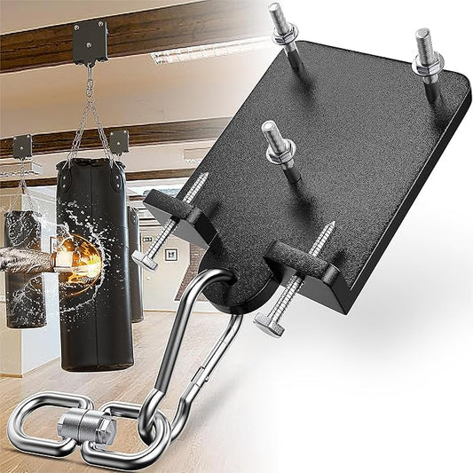 1200lb Heavy Punching Boxing Bag Hanger, 360° Beam Punching Bag Hanger, Rafter Heavy Bag Mount Hook, Punching Bag Mounting Bracket, Rotation Wall Ceiling Mount Bracket for Muay Thai Yoga Swing Hammock