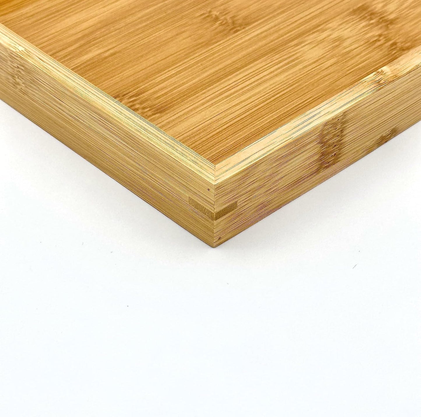 Bam & Boo - Natural Bamboo Serving Tray Modern Rectangular - for Food, Drinks, Decor, Vanity in Home, Kitchen, Bathroom, Coffee Table, Bed(X-Large, 15.75” x 11" x 1.2")
