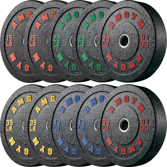 2 Inch Bumper Plates,10-500lbs,Barbell Rubber Olympic Weight Plates Set for Home Gym, Strength Training & Weight Lifting, Multiple Options Colors
