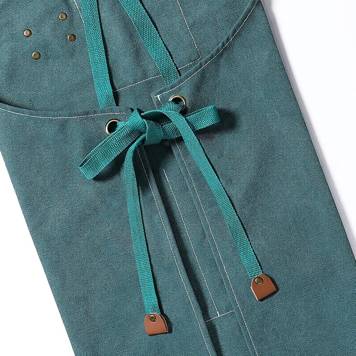 AFUN Chef Aprons for Men Women with Large Pockets, Cotton Canvas Cross Back Heavy Duty Adjustable Work Apron, Size M to XXL (Darkgreen)