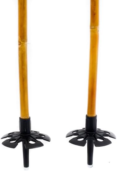 Booyah! Bamboo Downhill Ski Poles - Alpine Ski Poles with Black Pole Grip and Black Baskets, Ski Poles Men and Women, for Winter Downhill Skiing Wooden Poles