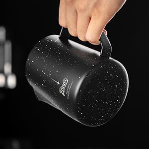 Bincoo Star Milk Frothing Pitcher 21oz/600ml,Espresso Steaming Pitcher,Espresso Machine Accessories,Milk Frother cup,Milk Coffee Cappuccino Latte Art for Home Coffee Bar(Black 20oz)