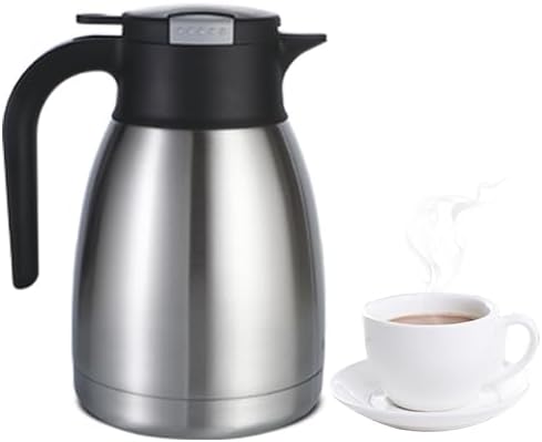 Heritage66 Thermal Coffee Carafe Dispenser, Triple Wall Stainless Steel, Vacuum Insulated, 34 oz/1 Liter, Keeps Hot 12 Hours (1 Liter/ 34 Oz)
