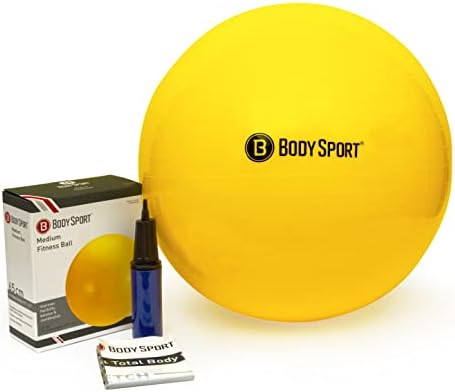 Body Sport Exercise Ball with Pump for Home, Gym, Balance, Stability, Pilates, Core Strength, Stretching, Yoga, Fitness Facilities, Desk Chairs