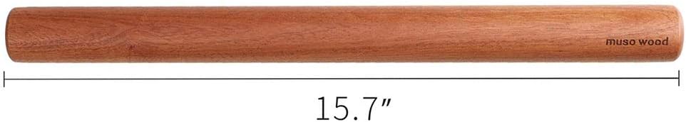 Muso Wood Sapele Wooden Dowel Rolling Pin for Baking,Tapered Roller for Fondant, Pie Crust, Cookie, Pastry (Dowel 15-3/4inch)