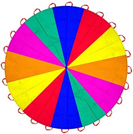 6.5ft/10ft/12ft/13ft/16.4ft/20ft Rainbow Parachute for Outdoor Party Games, Kids Play Parachute Group Cooperative Team Game Toys, Family Get-Together Entertainment