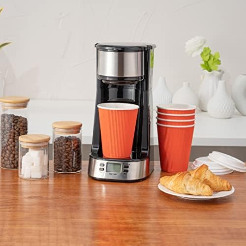 Restaurantware-12 Ounce Disposable Coffee Cups, 500 Double Wall Hot Cups For Coffee - Lids Sold Separately, Rolled Rim, Orange Paper Insulated Coffee Cups, For Hot Coffee, Tea, And More