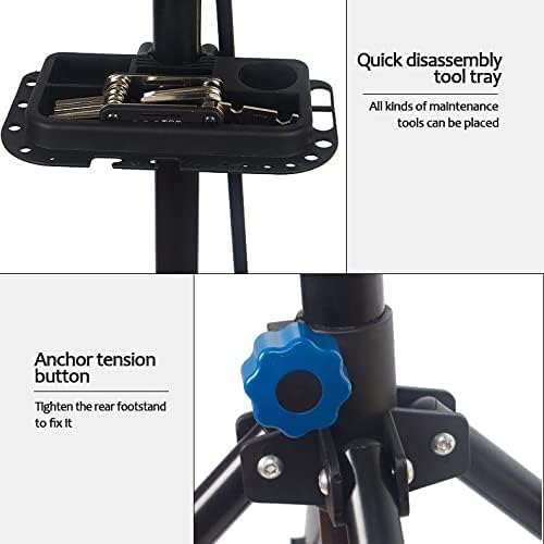 Bike Repair Stand with Quick Release Bicycle Maintenance Rack Bike Workstand Height Adjustable and Portabl with Tool Tray Extensible Bike Repair Rack for Road & Mountain Bikes