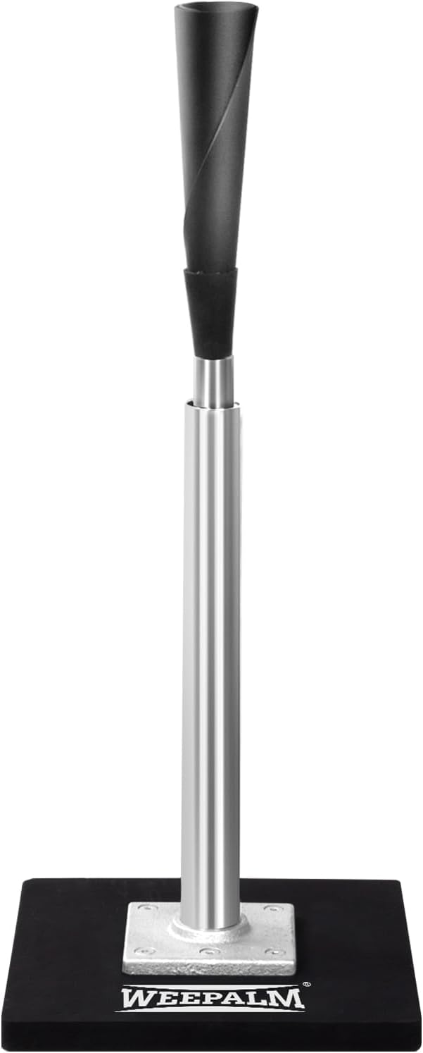 Batting Tee for Baseball/Softball, Premium Hitting Tee with Handrolled Rubber Top,Aluminum Stem,Metal Base,Easy Setup Baseball Tee Height Adjustable 24-46 inch for Kids and Adults
