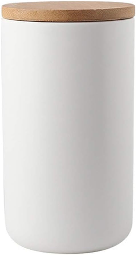 Food Storage Canister, Ceramic Kitchen Canisters with Airtight Seal Bamboo Lid, Food Storage Jar for Tea, Coffee Bean, Spice, Sugar 260ml/ 800ml/ 1000ml (1000ml-10.3 x 18.2cm)