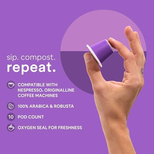 WOKEN COFFEE Compostable Nespresso Pods - Deciso Dark Roast Italian Espresso Coffee Capsules Compatible With Nespresso Coffee Machine (100 Pod Count, 10 Boxes)