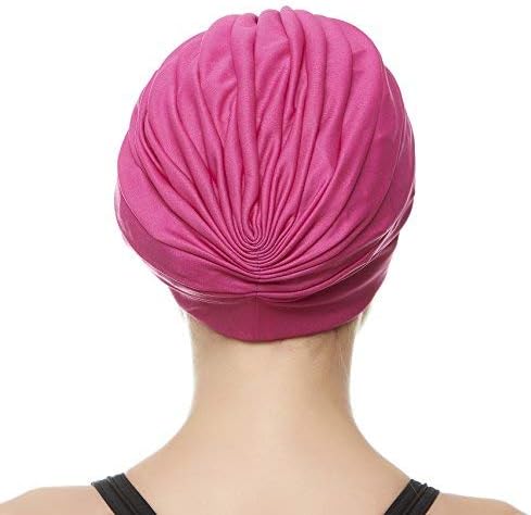 BEEMO Swim Caps for Women Swimming Turban Polyester Latex Lined Pleated for Ladies