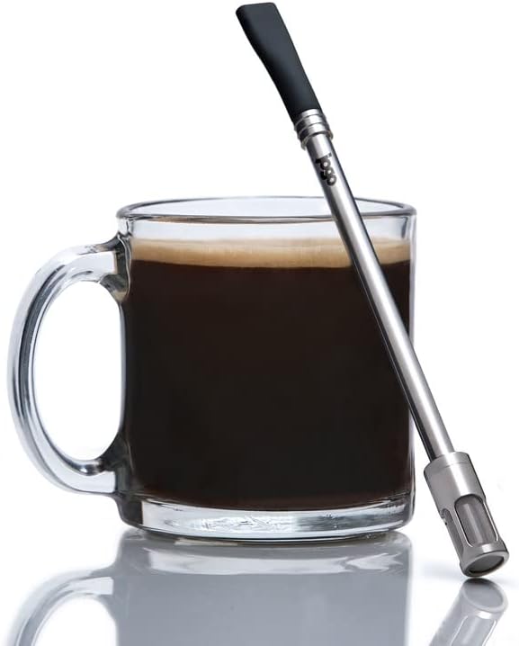 JoGo - The Original Coffee and Tea Brewing Straw - Portable Coffee Maker - Stainless Steel Single Serve Strainer - Filter Function for Hot & Cold Brew - Yerba Mate Straw for Loose Leaf Teas & Coffee