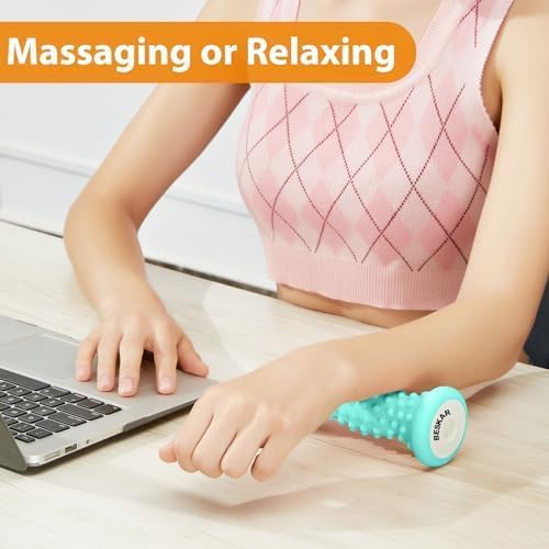 BESKAR Foot Massage Roller for Plantar Fasciitis Relief, Portable Foot Roller to Deep Tissue Muscle Massage, Foot Arch and Heel Pain, Foot Trigger Point Therapy Reflexology Tool, Green