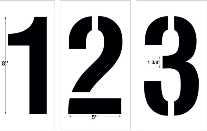 8" Number Stencil Kit | Part#: 10000901 | 10-Piece Kit includes Numbers 0-9 | Number Height is 8" | Flexible and Durable 1/8" PolyTough Lifetime | Precision Marking | Made in USA