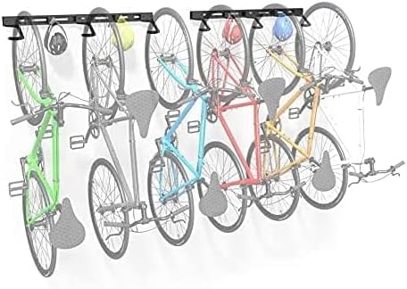 Bike Storage Rack Wall Mount Bike Rack | Steel Bike Mount Wall | Adjustable Bike Hangers for Garage (6 Bike Rack)