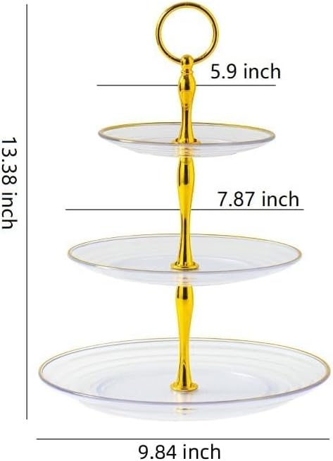 RAUVOLFIA 3 Pack 3 Tier Cupcake Stand, Plastic Tiered Serving Stand, Dessert Tray for Tea Party, Baby Shower and Wedding (Clear)