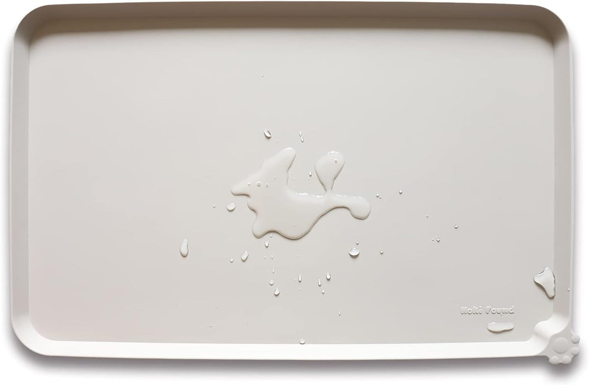 Hoki Found Silicone Pet Food Tray - High-Lips Dog Cat Bowl Mats - Waterproof Dog Cat Food Mats - Colors: Cream Brown