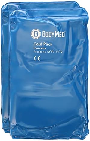 BodyMed Reusable Vinyl Ice Pack (2-Pack) for Knee, Arm, Elbow, Shoulder, Back - Professional Grade Cold Therapy for Injuries, Aches, Swelling, Bruises, Sprains - 12 in. x 7 in. (Half)