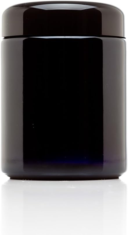 Infinity Jars, Premium Airtight Ultraviolet Glass Jar 250  ML (8.3 fl oz) Pack 3 Smell Proof, Antistatic, Light Blocking Container for Herbs, Coffee, Tea & Spices Durable, Travel-Friendly Storage