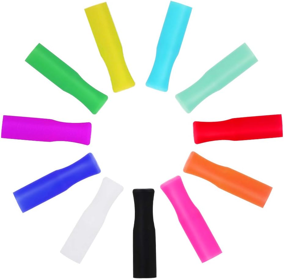 22Pcs Reusable Straws Tips, Silicone Straw Tips, Multi-color Food Grade Straw Tip Covers Only Fit for 1/4 Inch Wide(6MM Out diameter) Stainless Steel Straws by Accmor