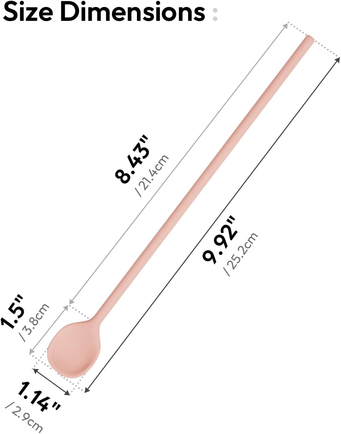 carrotez 9.9" Silicone coffee stirrer, Long Reusable Coffee Spoon for Iced Tea, Multipurpose Beverage Stirring Spoon - Soft Pink