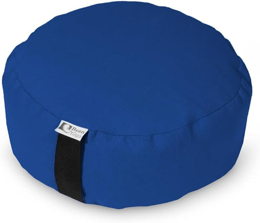 Bean Products Zafu Meditation Pillows for Sitting on Floor, Yoga Cushion, Cotton/Buckwheat Fill Yoga Pillow, Zafu Meditation Cushion, Zen Kneeling Prayer Pad- Made in USA - 14" Round - Royal Blue