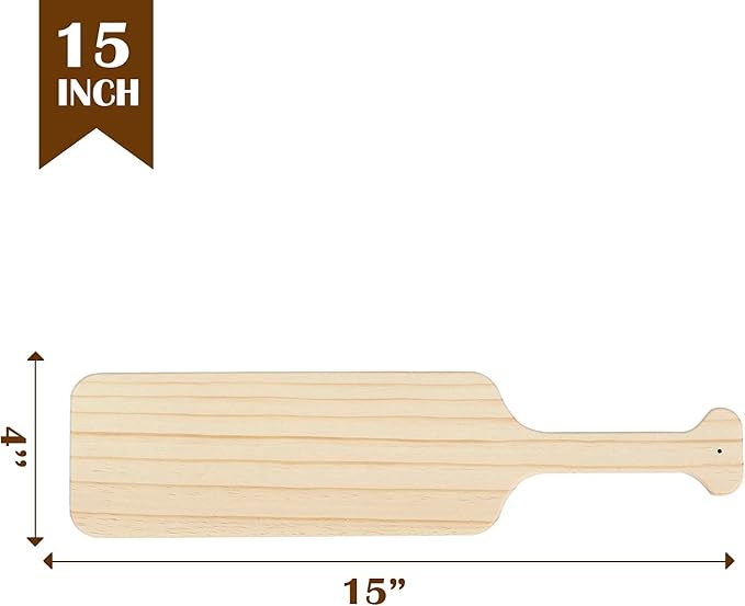 BATTIFE 15 Inch Greek Fraternity Paddle, Unfinished Solid Pine Wood Paddles, Wooden Sorority Frat Paddle for Arts Crafts